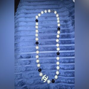 Designer Inspired Elegant Black and White Beaded Necklace